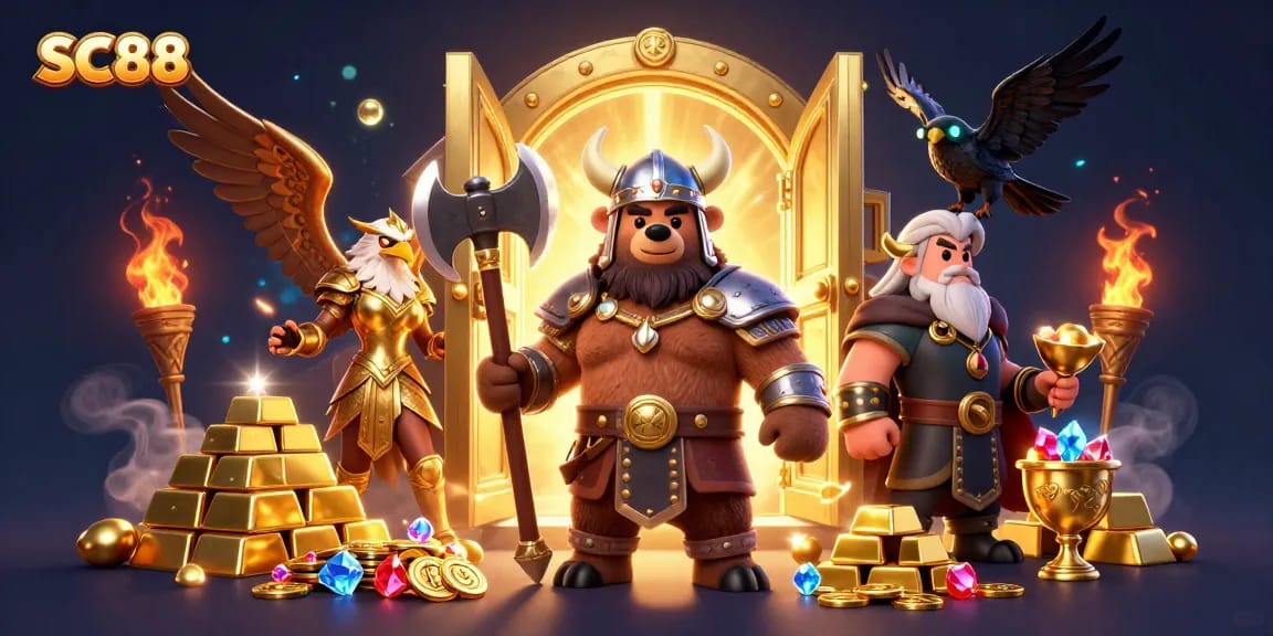 Engage in thrilling gameplay with SC88's dynamic Viking and Valkyrie casino adventure.