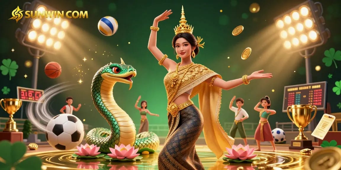 Engage with SUNWIN COM in an electrifying casino experience, showcasing vibrant gaming elements and traditional icons.
