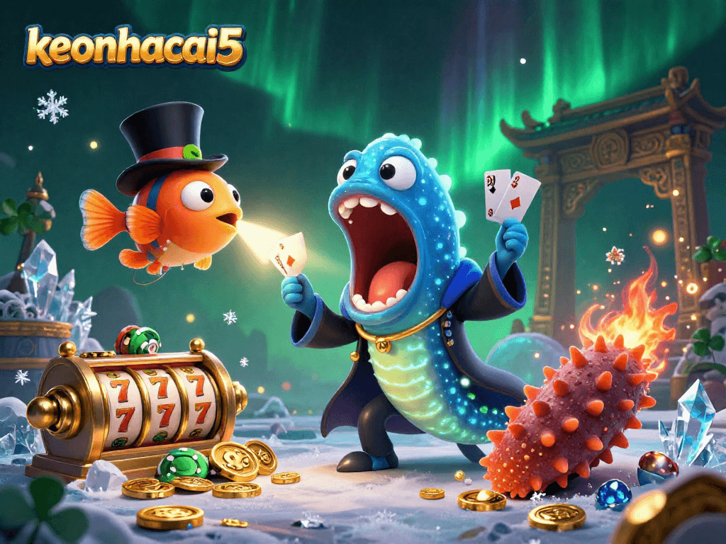 Engaging casino scene with keonhacai5 elements showcasing thrilling card tricks in an underwater world.