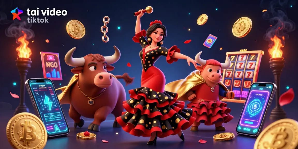 Combine tai video tiktok and lucrative gambling strategies with vibrant slot elements in this colorful scene.
