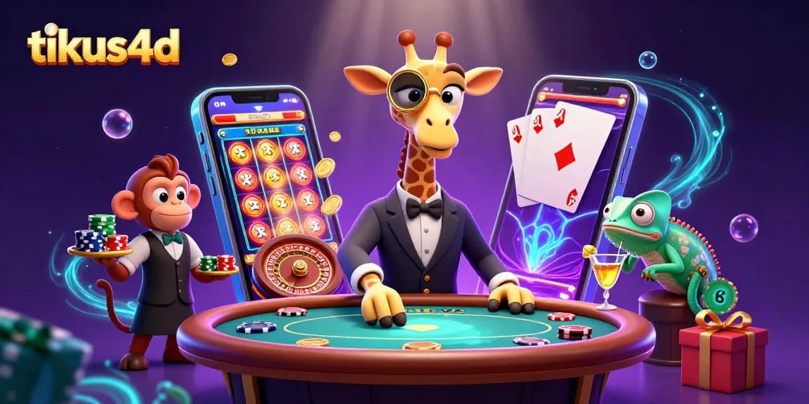 Join tikus4d for a thrilling gaming experience with a wild giraffe and vibrant casino action.