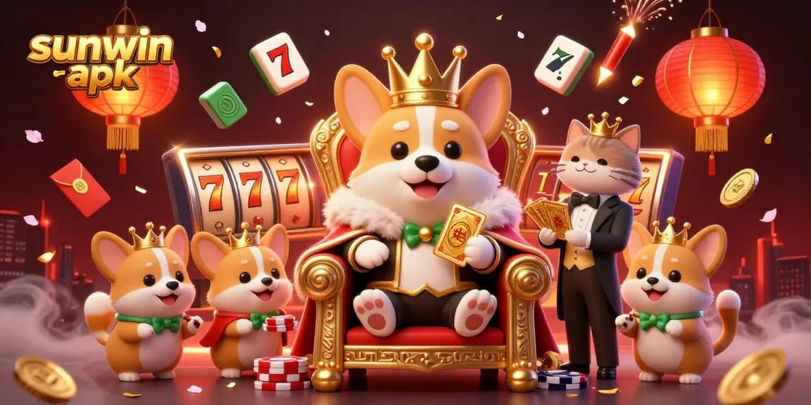 Experience the excitement of sunwin apk with a vibrant casino-themed illustration showcasing luck and fun!