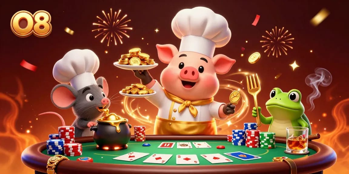 Experience O8's vibrant casino world where luck meets skill with gold coins and poker excitement.