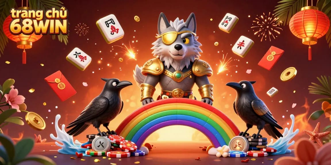 Engage with the vibrant world of trang chủ 68WIN in this dynamic casino scene featuring mythical characters and animated elements.