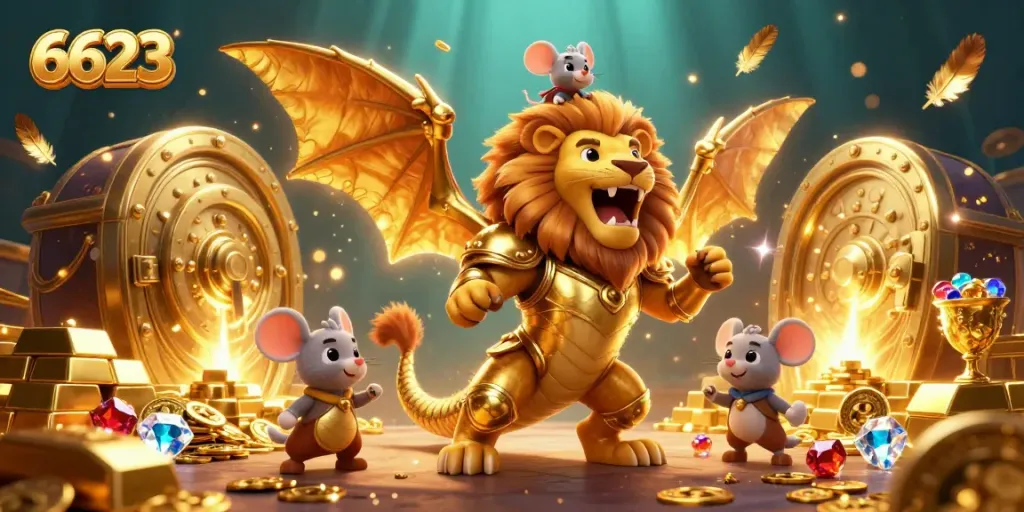 Experience thrilling wins at 6623 with golden treasures and the chimera guardian in action.