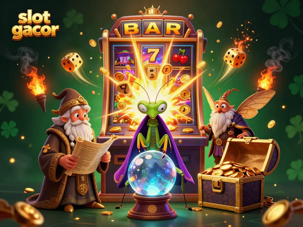 Engage with slot gacor through this vibrant 3D scene featuring mystical characters and dynamic game elements.