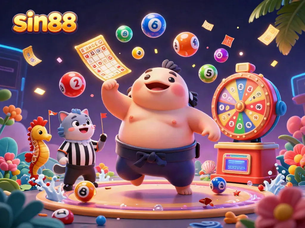 Experience the excitement of sin88 with vibrant lottery balls and lively casino elements in action.