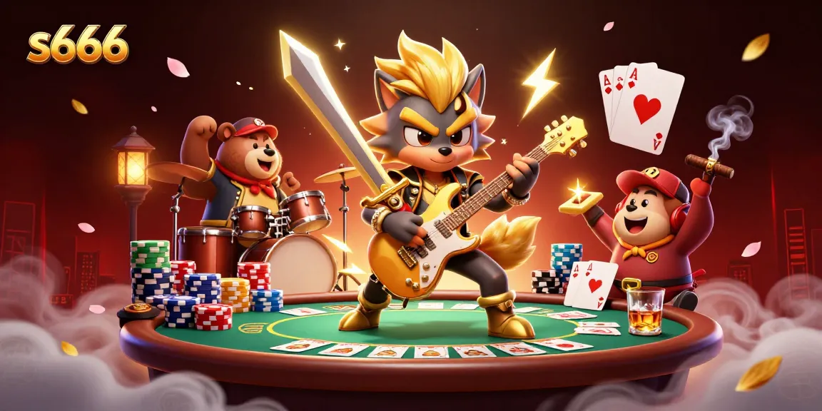 S666 players enjoying a vibrant casino experience with poker and dynamic characters in an electrifying atmosphere.