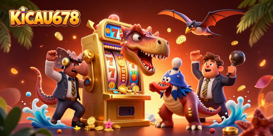 KICAU678 slots excitement with a pachycephalosaurus and exciting jackpot coins raining down