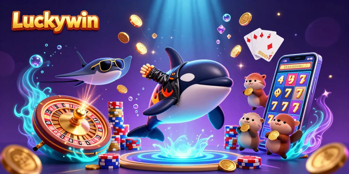 Experience the thrill of Luckywin with vibrant characters and casino glamour alive in this stunning scene.