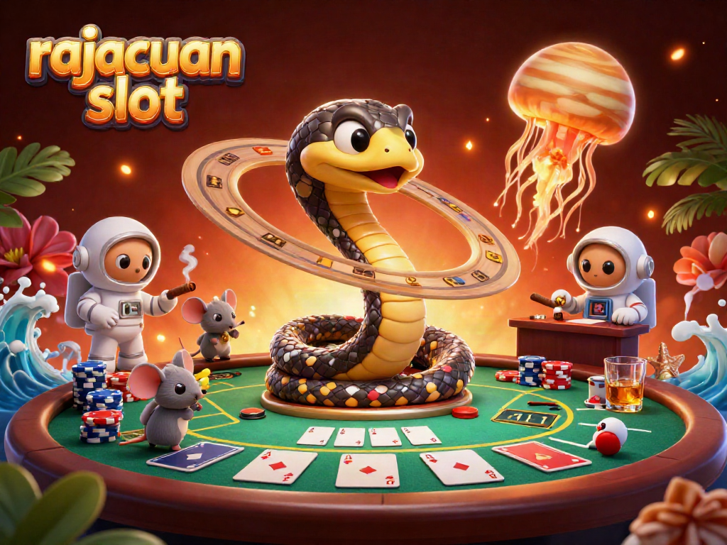 Engage with the rajacuan slot experience, featuring a cosmic roulette scene with vibrant betting action.