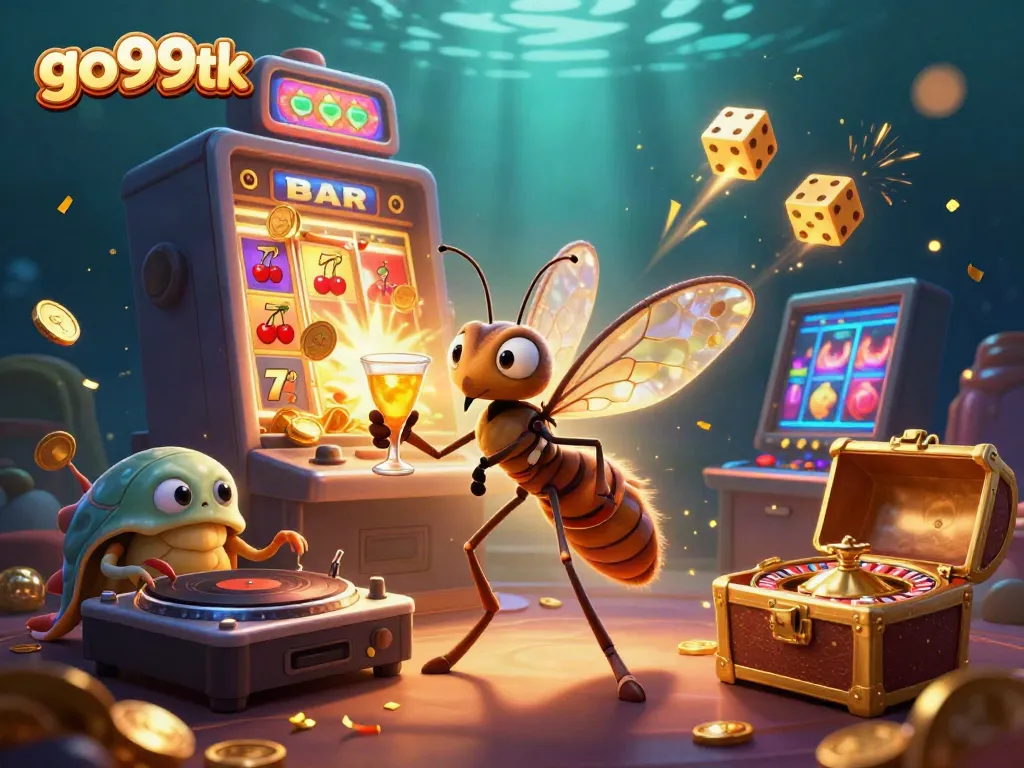 Experience the excitement of go99tk with a vibrant 3D casino scene showcasing unique characters and dynamic game elements.
