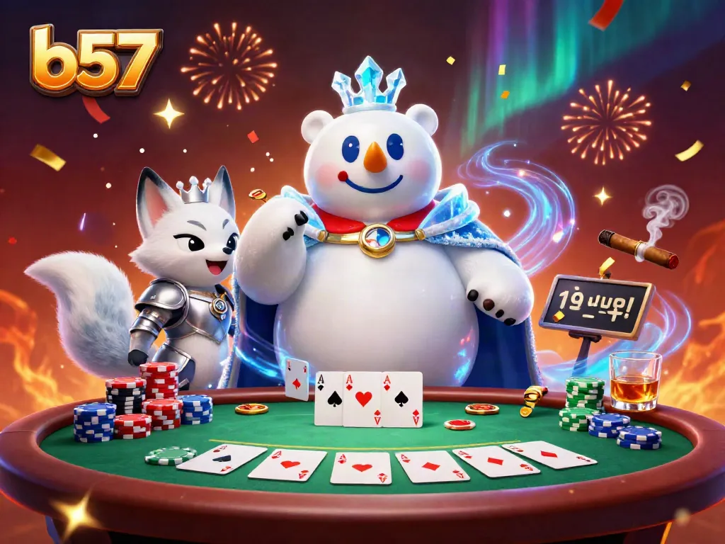 Engage in thrilling poker action as the b57 king and fox conquer the casino.