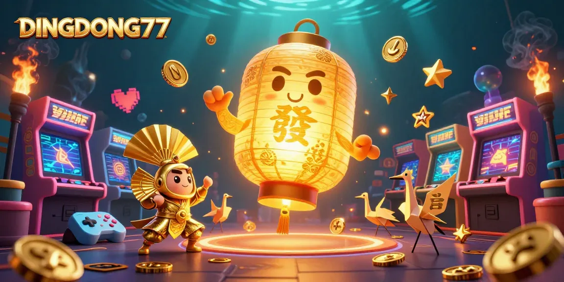 DINGDONG77 showcases an enchanting casino scene with vibrant characters and gaming elements.