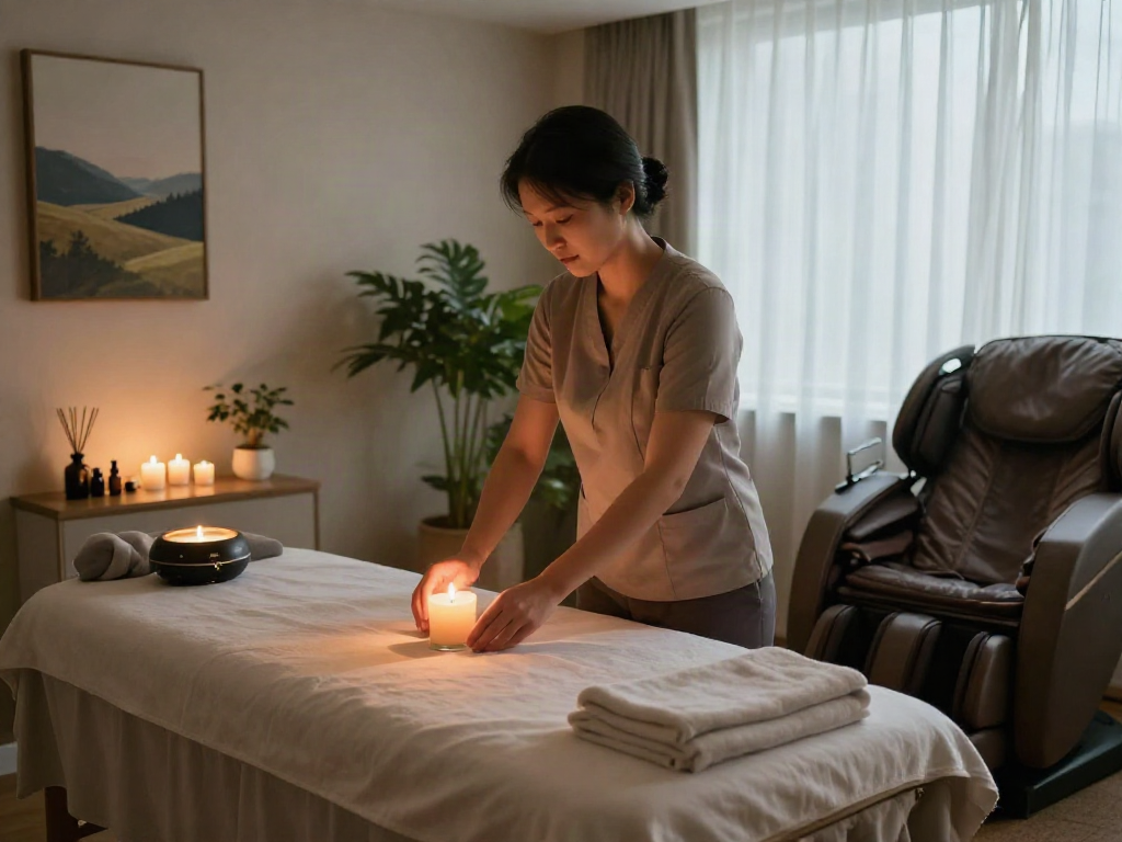 Relaxing 용인출장마사지 studio with serene atmosphere and soothing elements