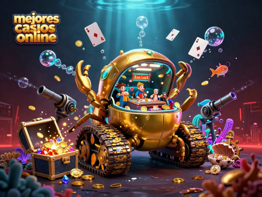 Disfruta de los mejores casinos online con un tanque de escarabajo dorado y un mini casino dentro.