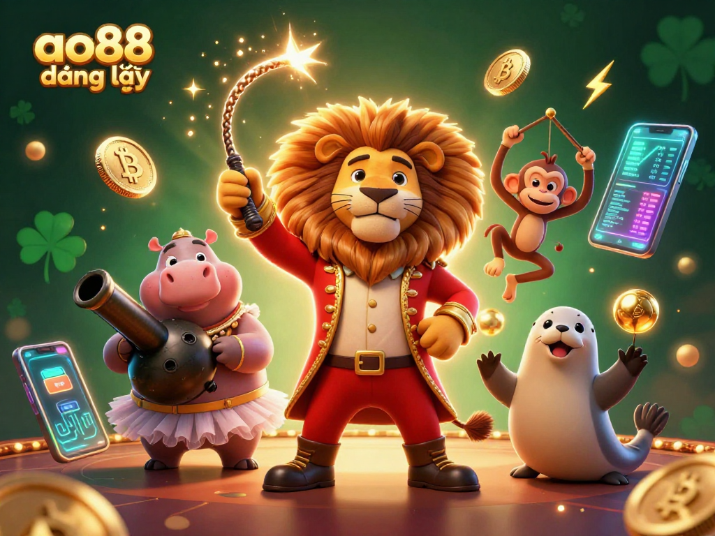 Engage with vibrant casino action featuring ao88 đăng nhập in an energetic 3D illustration with crypto elements.