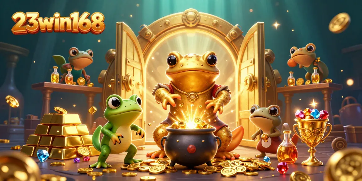 Experience thrilling gaming at 23win168 with gold and gems illuminating the scene.