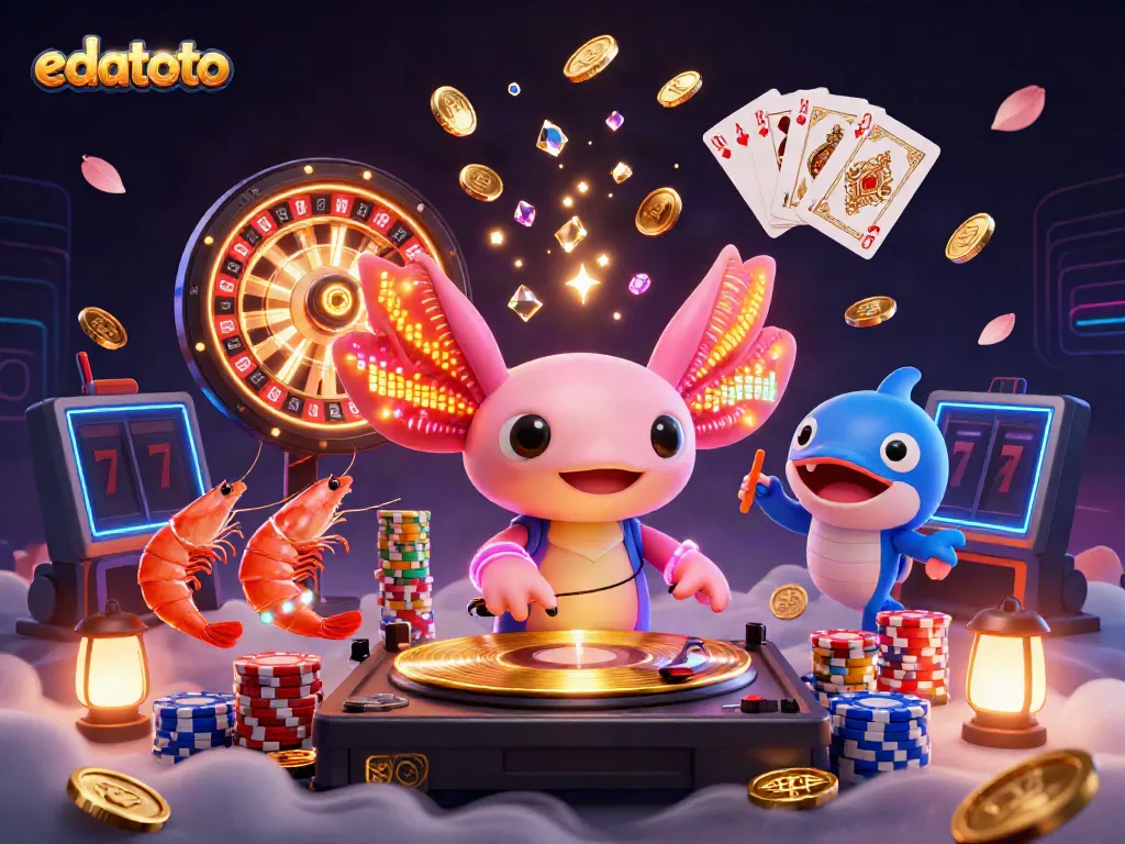 Experience thrilling gaming moments with edatoto in this vibrant 3D casino scene.