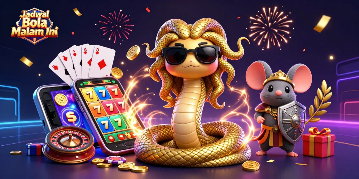 Engage in thrilling gaming with Jadwal Bola Malam Ini showcasing festive casino fun and vibrant characters.