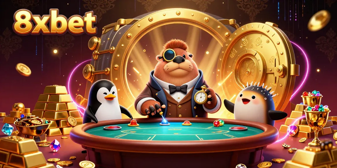 Experience thrilling poker action at 8xbet with a jolly walrus, sophisticated penguin dealer, and bluffing pufferfish!