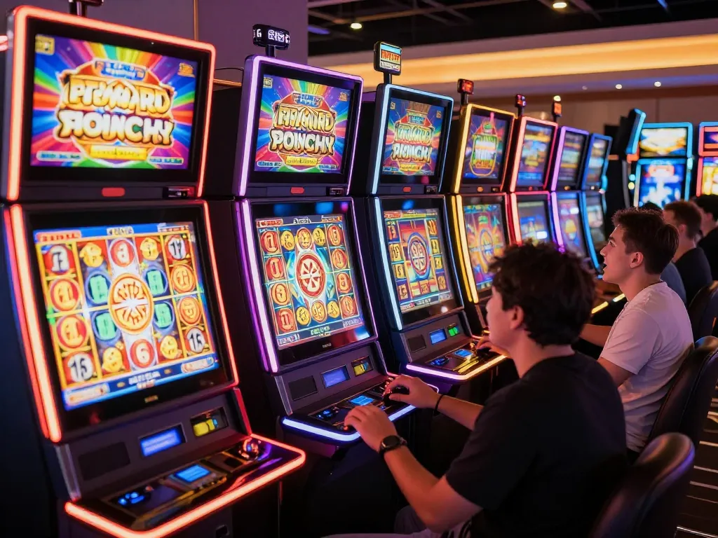 Players experiencing excitement at MPO ID slot machines, dynamic gameplay capturing the thrill of winning.