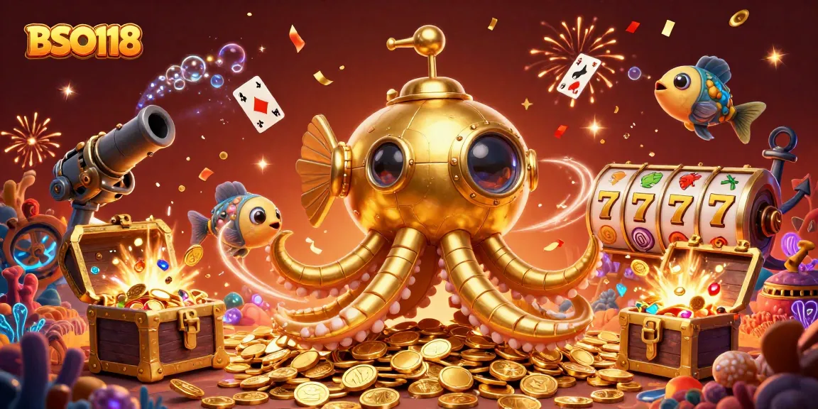 Engage with exciting BSO118 slots in a vibrant underwater casino adventure scene with golden treasures.