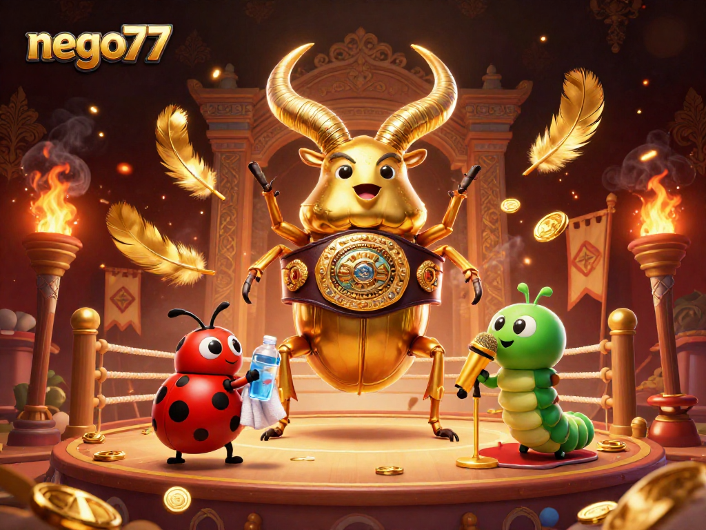 Experience exciting gaming moments with nego77 as a giant golden stag beetle takes center stage.