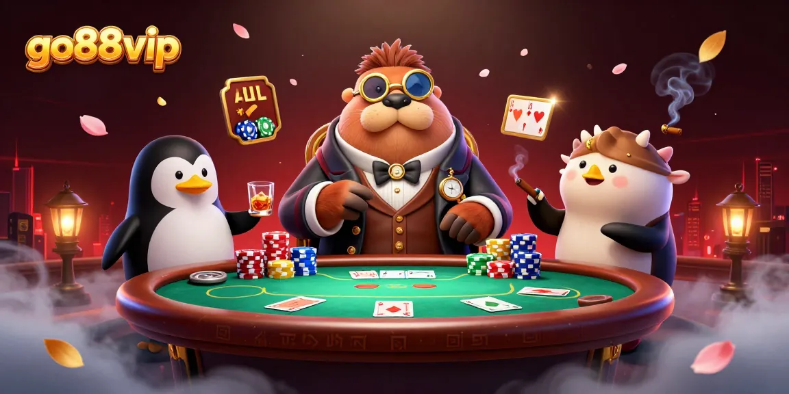 Experience thrilling gameplay at go88vip with this underwater poker scene featuring unique characters.