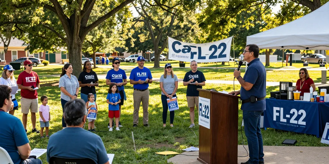 Casey Askar engaging with voters during a community event for FL-22