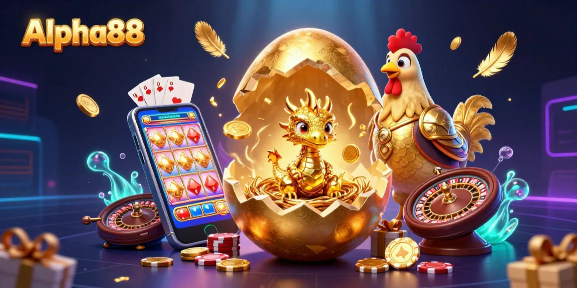 Experience thrilling wins at Alpha88 Casino with a golden dragon guarding your fortune amidst exciting games.