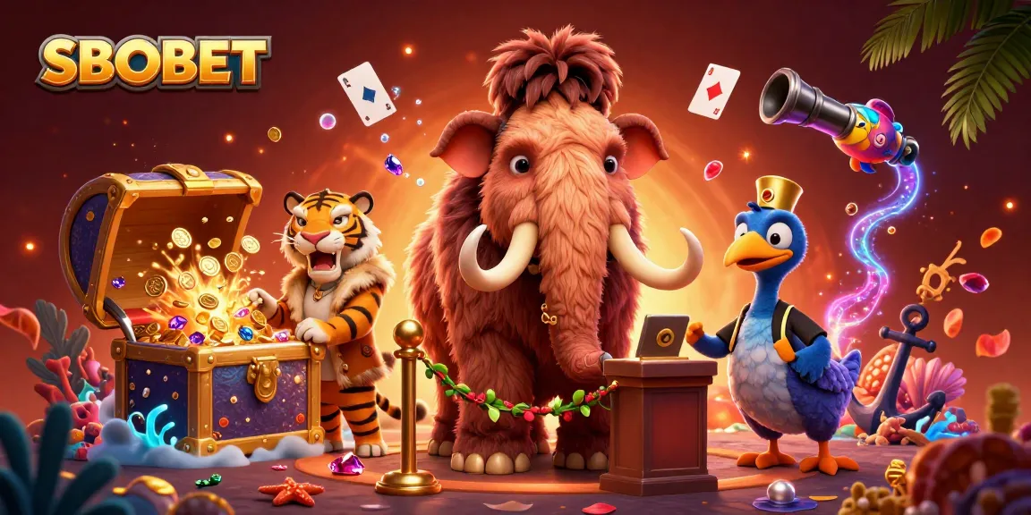 SBOBET memeriksa ID di pintu kasino dengan mamut berbulu, harimau, dan burung dodo