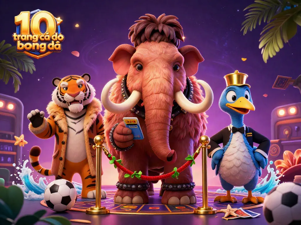 Hình ảnh mô tả 10 trang cá độ bóng đá với các nhân vật hoạt hình thú vị tại sòng bài.