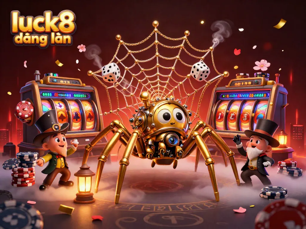 Experience excitement at luck8 đăng nhập with 3D steampunk-themed characters amidst vibrant casino game elements.