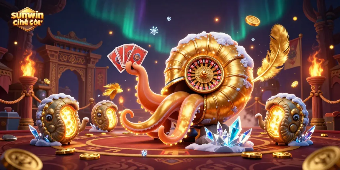 Experience thrilling gameplay at sunwin chính thức with a giant nautilus roulette wheel and glowing cards.