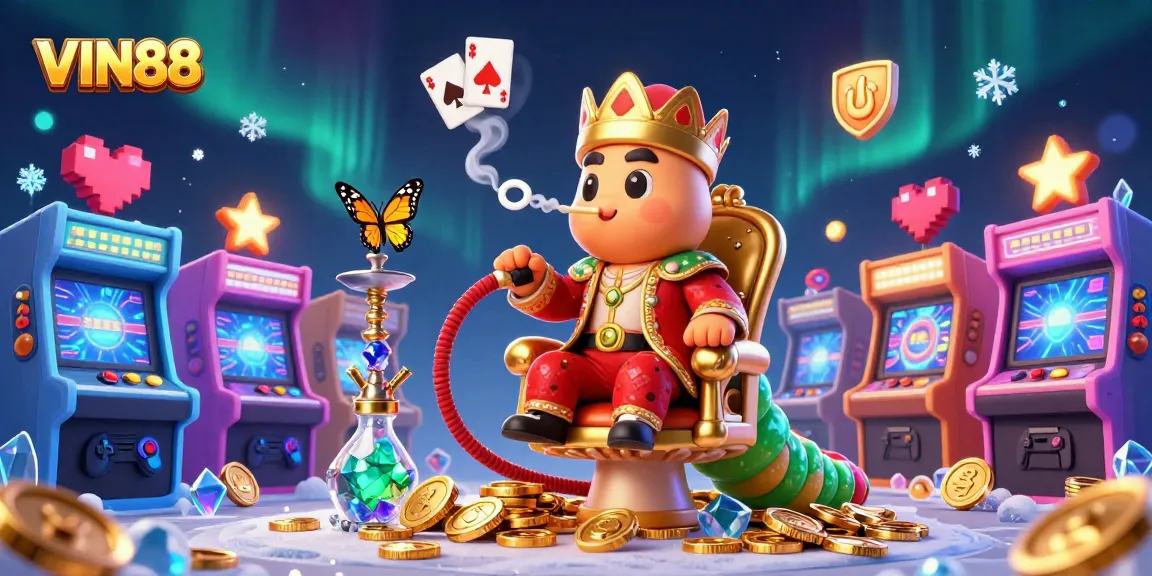 Engage with the mesmerizing world of VIN88 through a vibrant casino-themed 3D illustration.