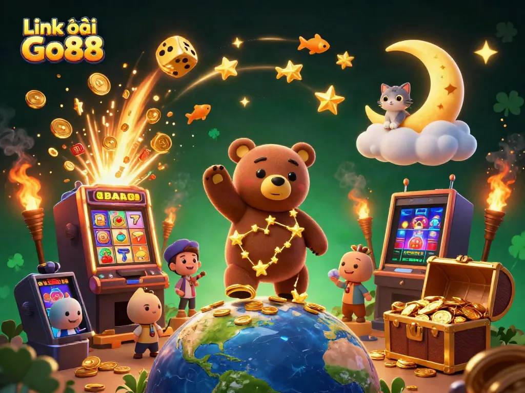 Win big with Link vào Go88 featuring dynamic casino elements and magical characters.