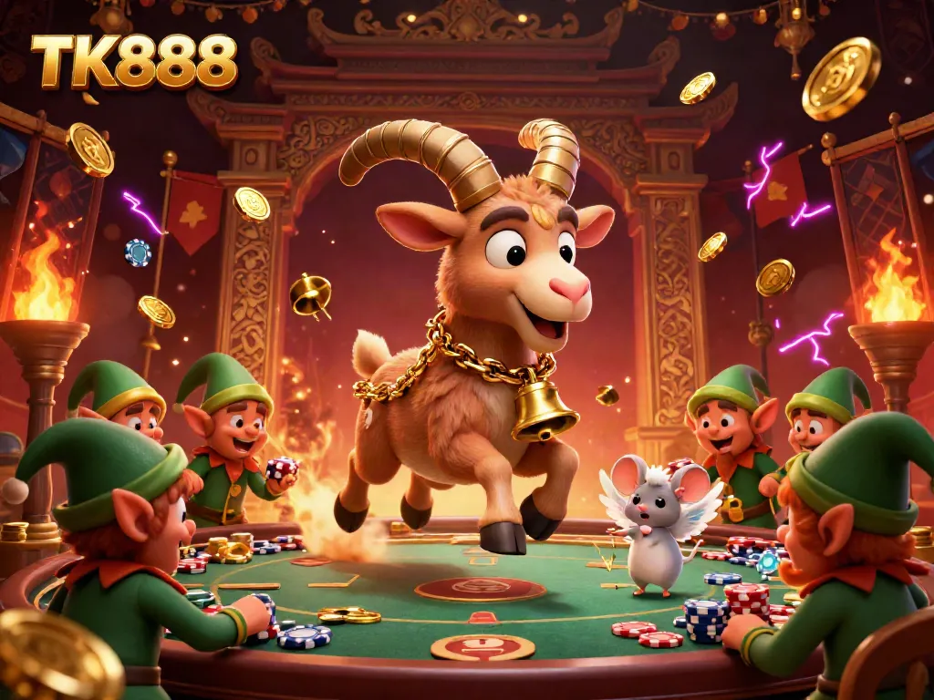 Experience thrilling moments at TK888 casino with Krampus, angel mouse, and mischievous elves.