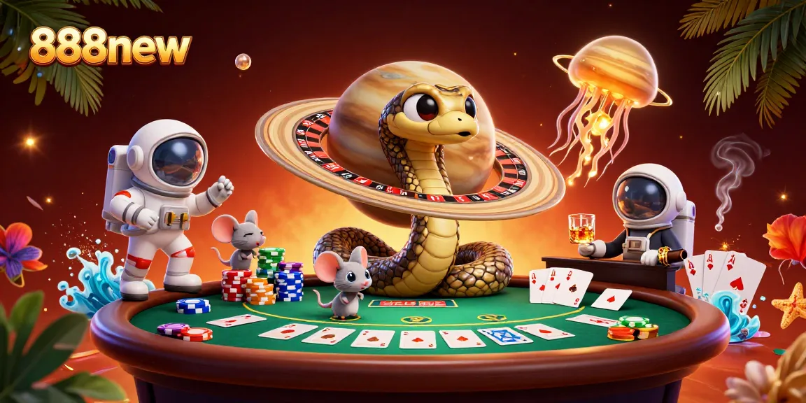 Experience the excitement at 888new with vibrant casino action in this stunning illustration.