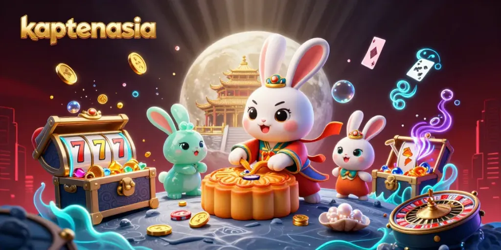 Engage in thrilling games on kaptenasia with 3D cartoon characters celebrating with poker chips