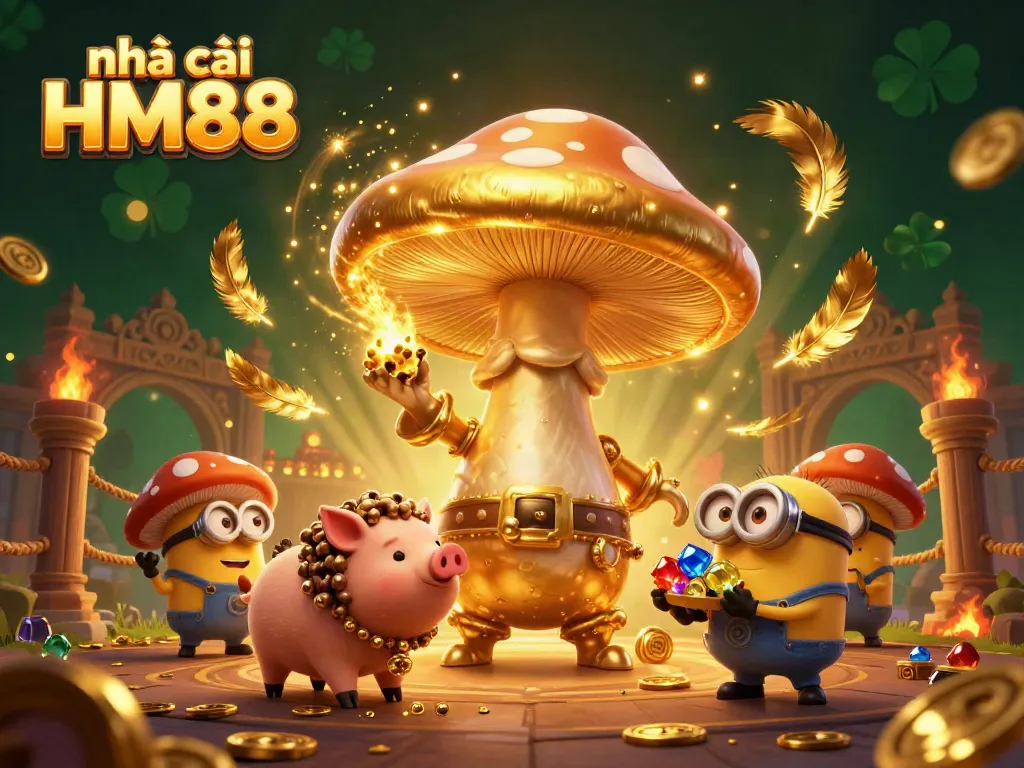 Transform your luck with nhà cái HM88's enchanting golden wizard and treasure-filled environment.