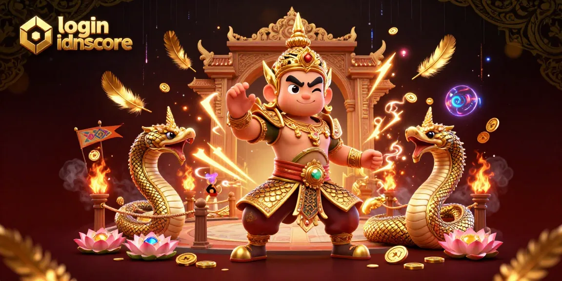 Experience the thrill at login idnscore with a vibrant 3D illustration of epic casino gaming elements.
