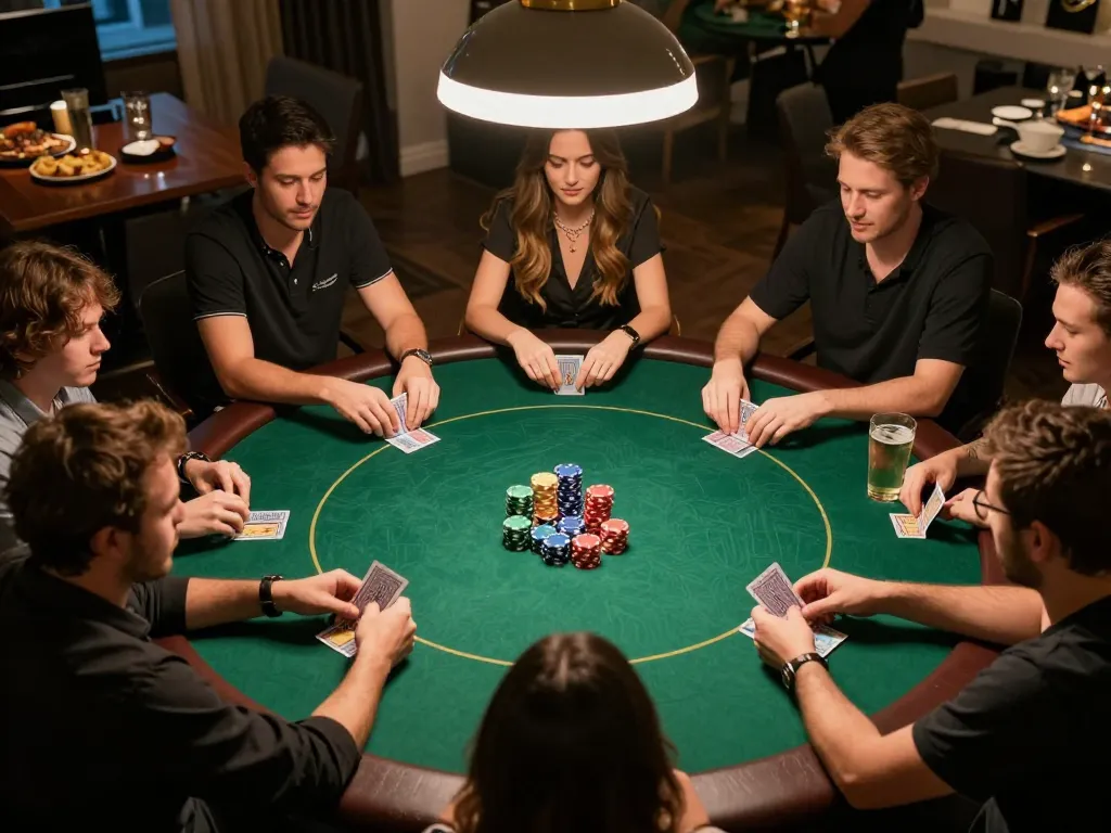 Players engage in an exciting poker night at home with hitclub's thrilling atmosphere and competitive gameplay