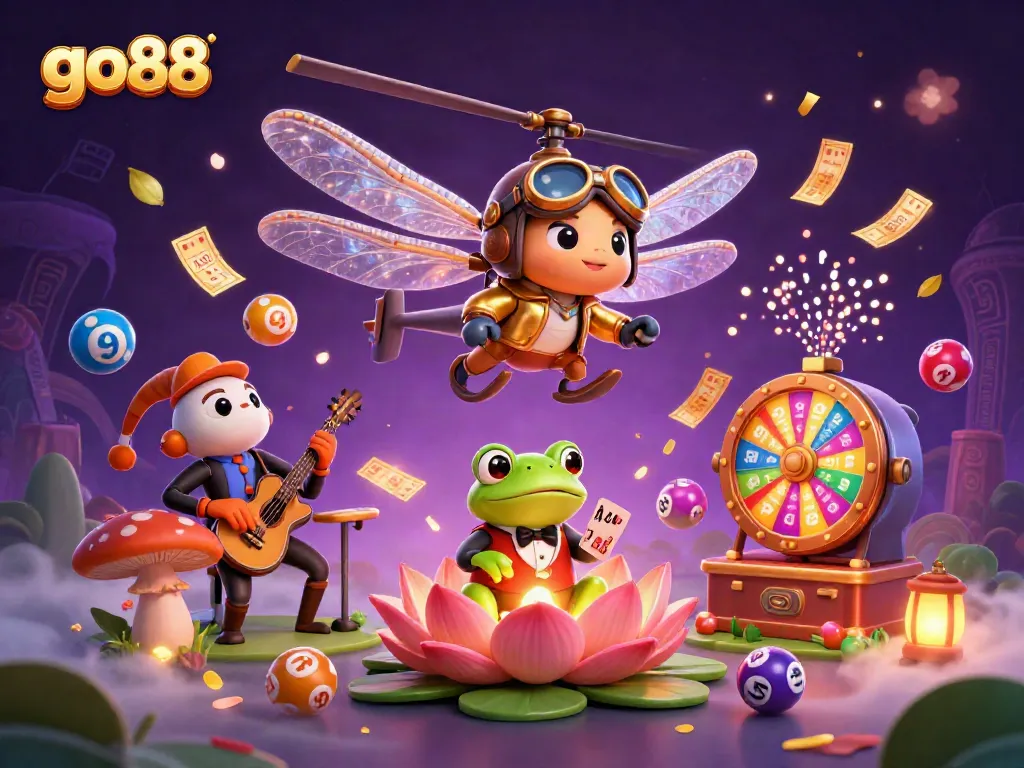 Experience thrilling go88 action with vibrant characters and lively casino elements in a fantastical setting.
