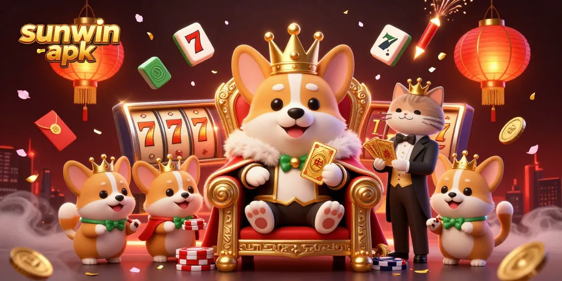 Experience the excitement of sunwin apk with a vibrant casino-themed illustration showcasing luck and fun!