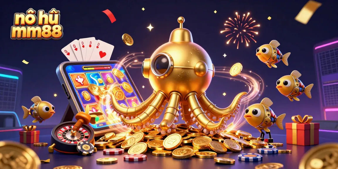 Experience thrilling gameplay with nổ hũ mm88, featuring vivid 3D illustrations of winnings and excitement.