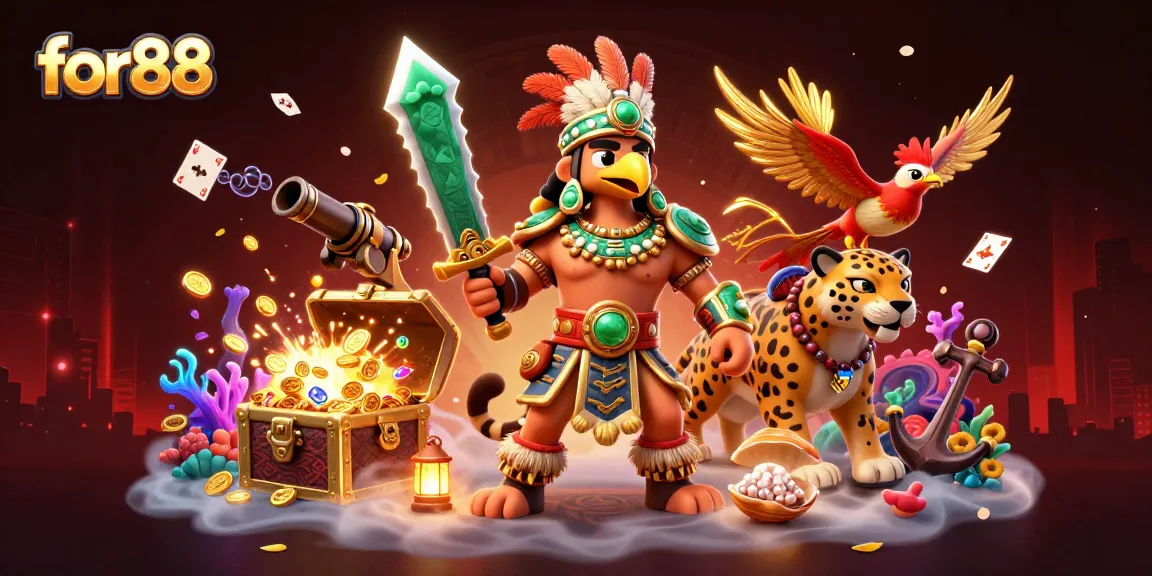 Spin the reels with for88, where Aztec warriors meet vibrant gaming elements and treasure!