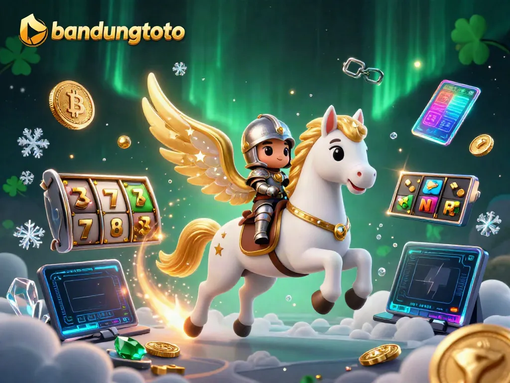 Engage in thrilling adventures with bandungtoto, featuring vibrant slot reels and a magical knight.