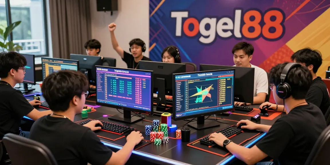 Togel88 Online gaming event with players celebrating wins at a digital lottery table, showcasing an engaging and vibrant atmosphere.