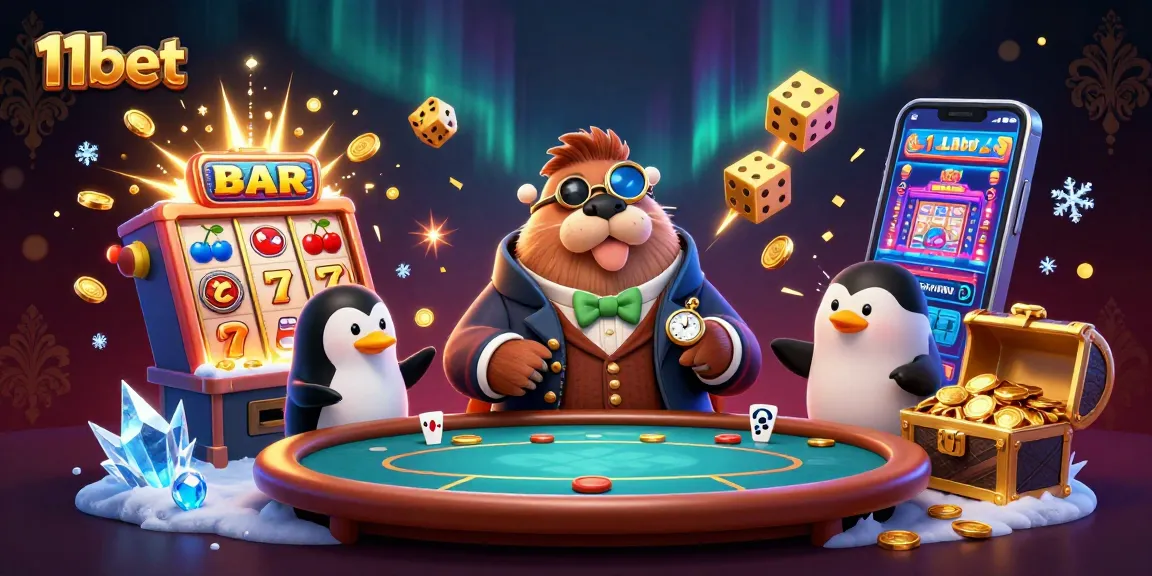 Experience thrilling gameplay with 11bet, featuring a jolly walrus at an underwater poker table.